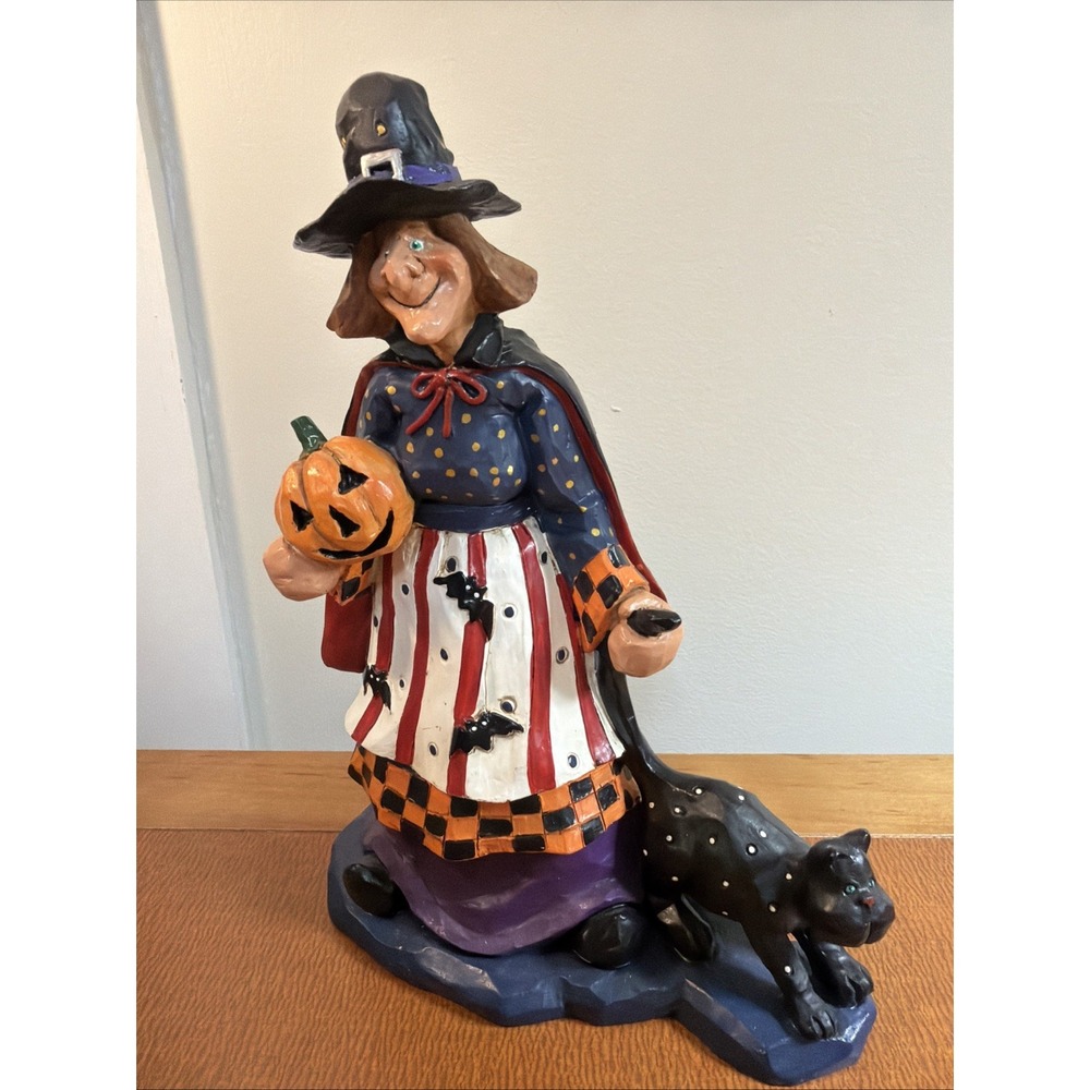 Vintage Tall Nantucket Witch Figurine Folk Art Halloween Decor
